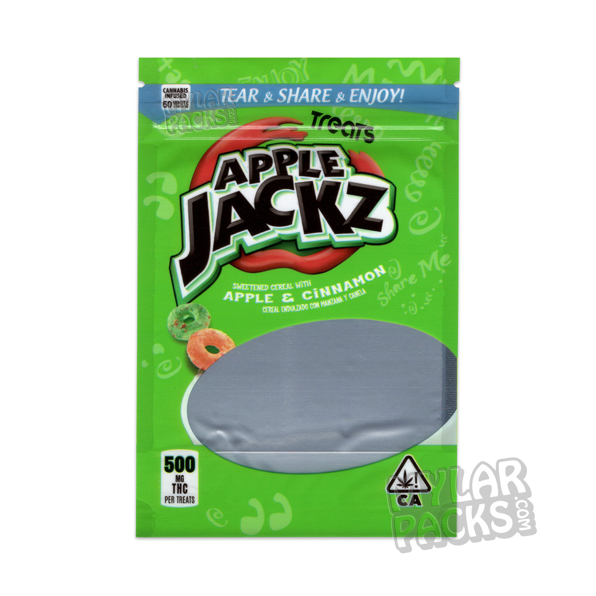 Apple Jacks Treats 500mg Empty Edibles Mylar Packaging Bags Mylar Master