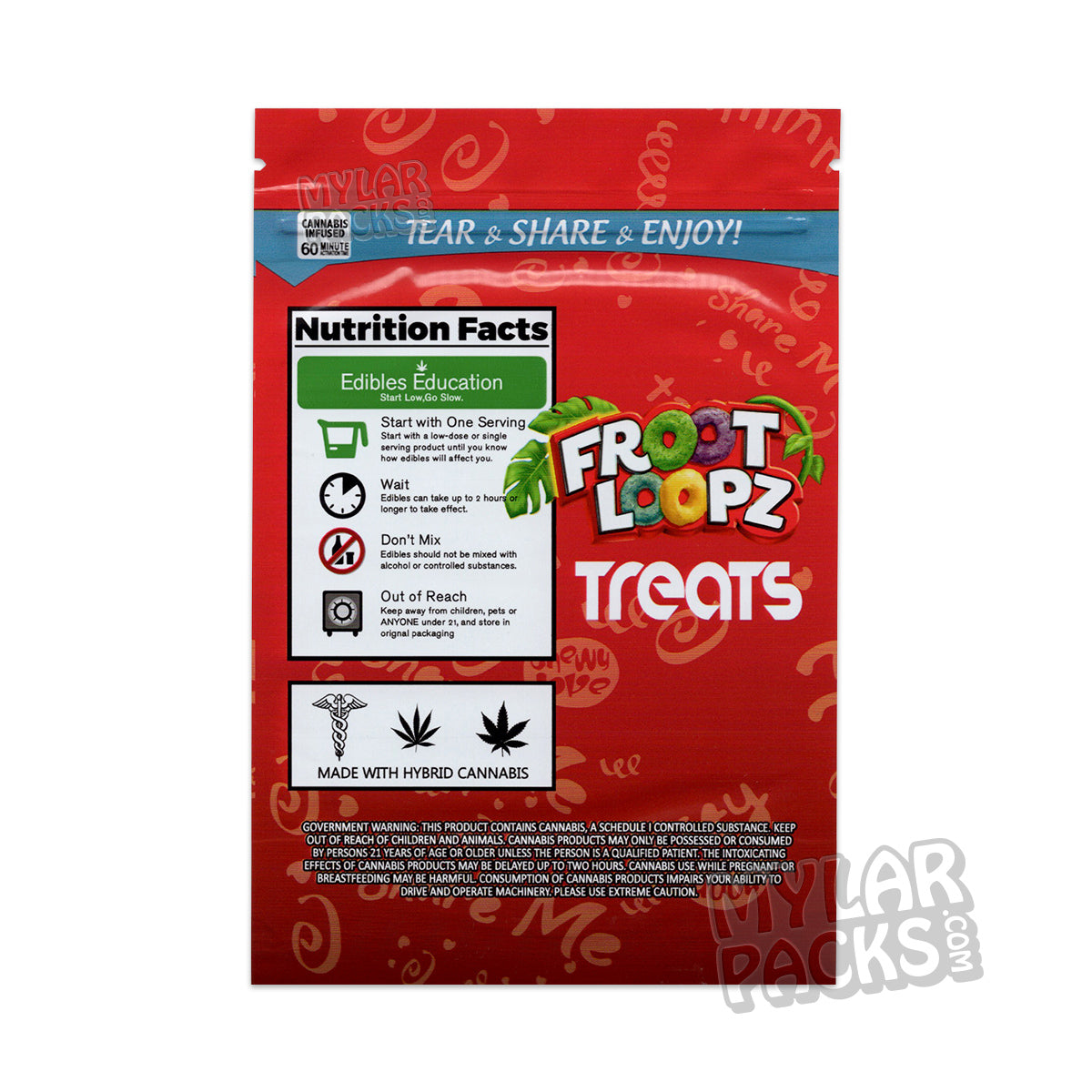 Froot Loops Treats 500mg Empty Edibles Mylar Snack Packaging Bags Mylar Master