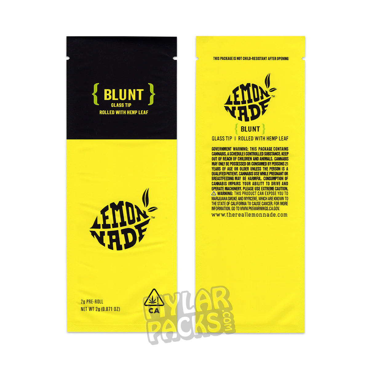 Lemonnade Empty 2g Preroll Blunt Packaging Mylar Master