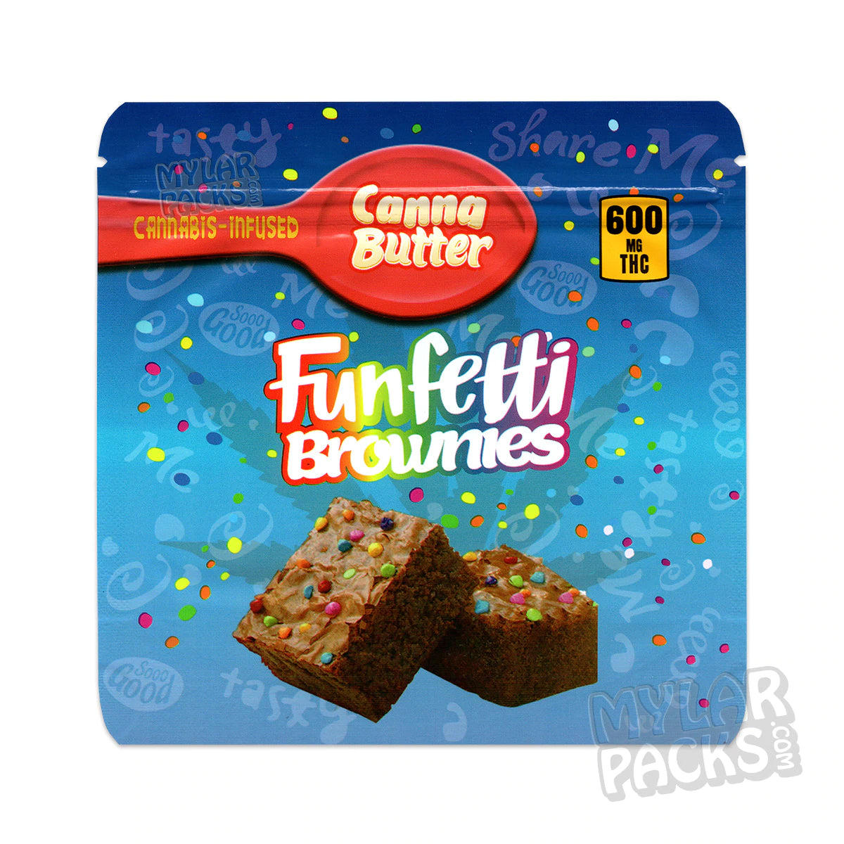 Canna Butter Funfetti Brownies 600mg Empty Edibles Mylar Packaging Bag