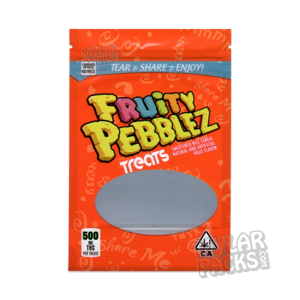 Fruity Pebbles Cereal Treats 500mg Empty Edibles Mylar Packaging Bags