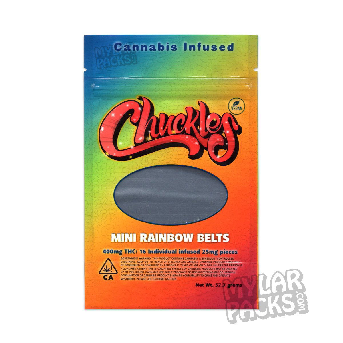 Chuckles Mini Rainbow Belts 400mg Empty Edibles Mylar Packaging Bags Mylar Master