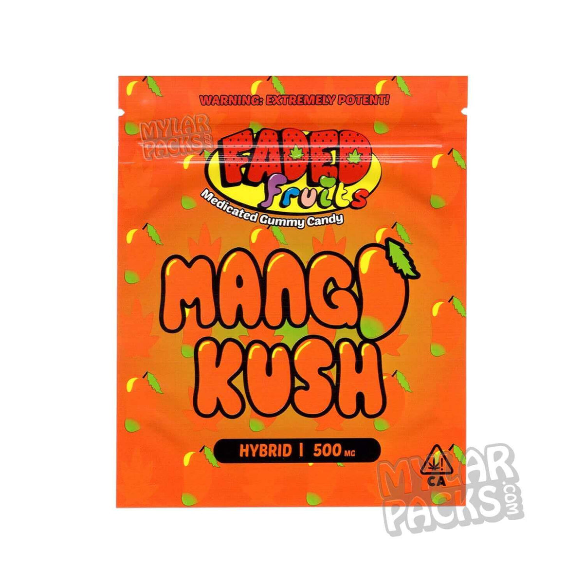 Faded Fruits Mango Kush 500mg Empty Edibles Mylar Packaging Bags Mylar Master 3305