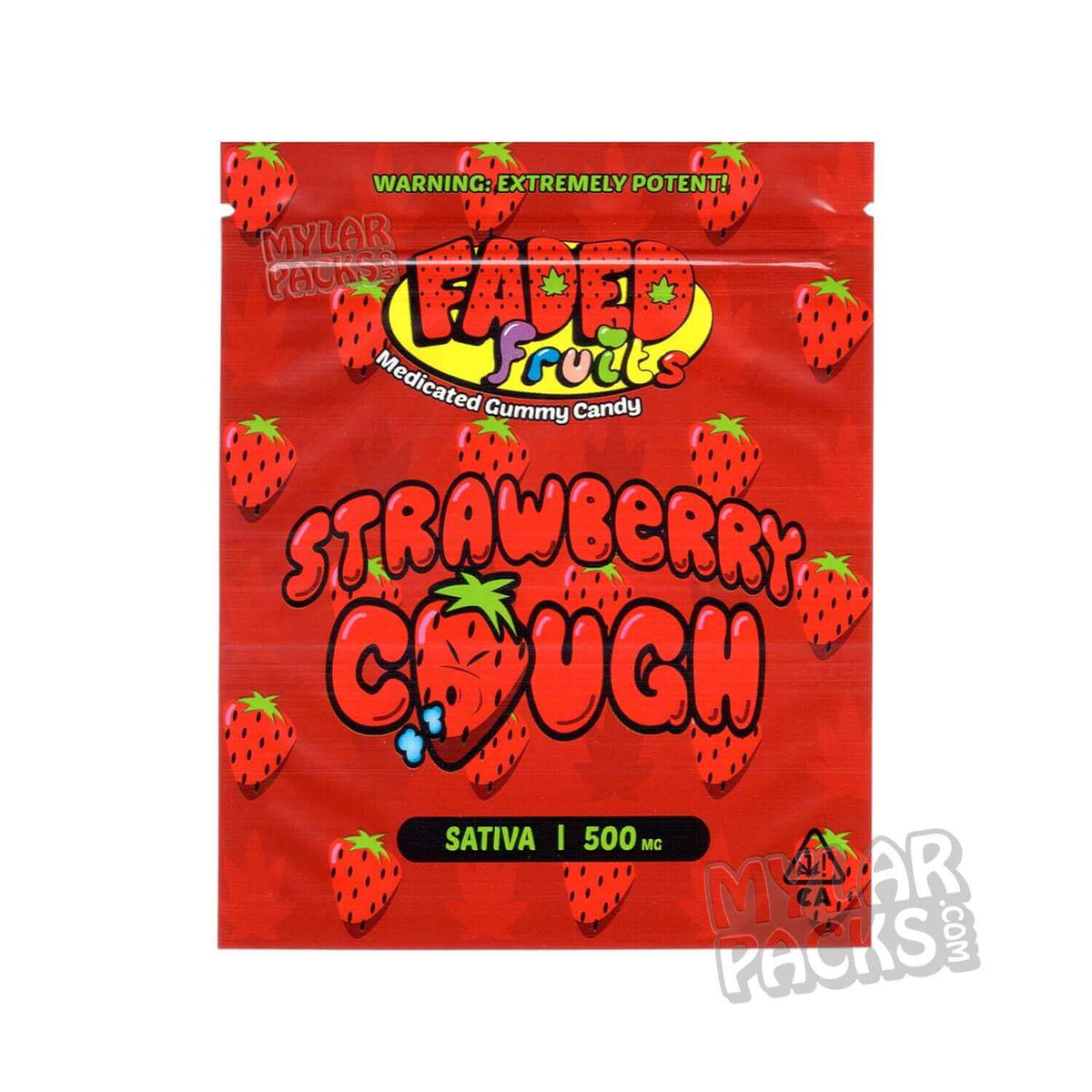 Faded Fruits Strawberry Cough 500mg Empty Edibles Mylar Packaging Bags Mylar Master 2656