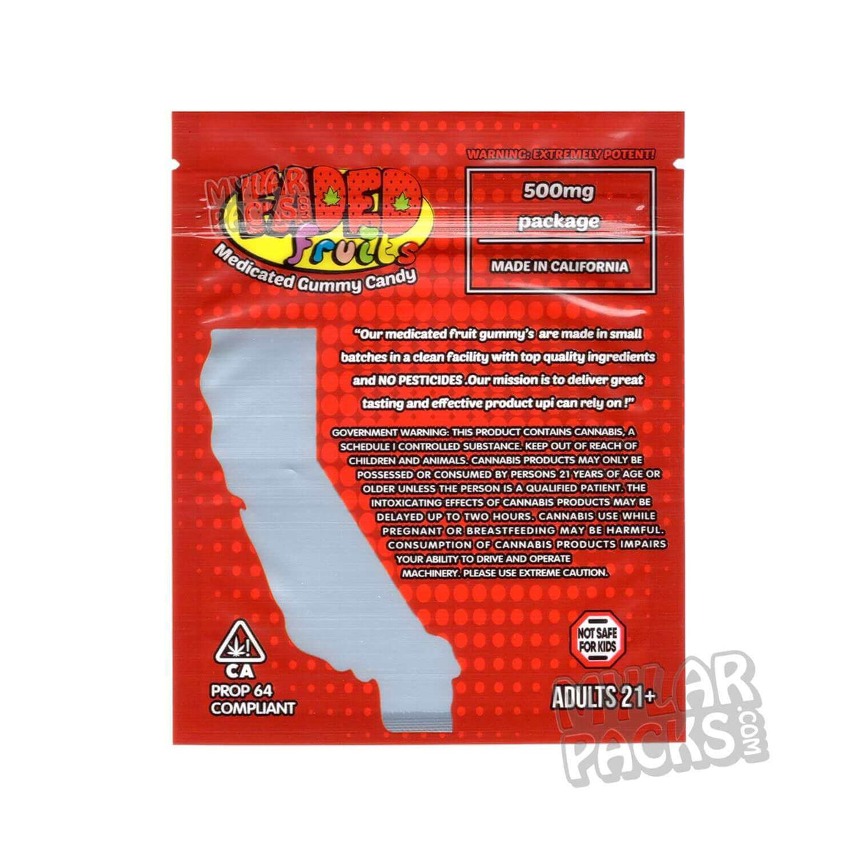 Faded Fruits Strawberry Cough 500mg Empty Edibles Mylar Packaging Bags Mylar Master 3385