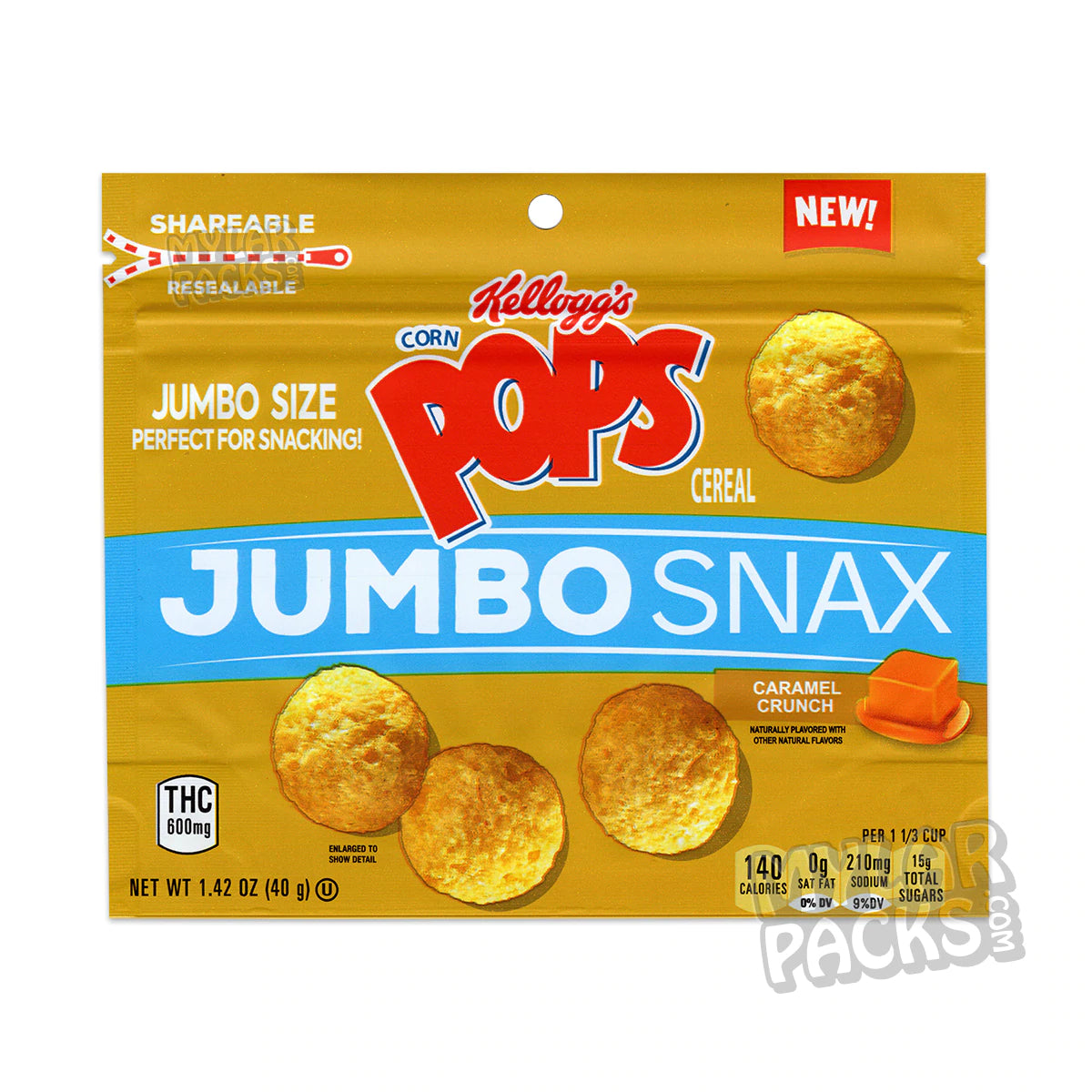 Corn Popz Caramel Jumbo Snax 600mg Empty Edibles Mylar Packaging Bags