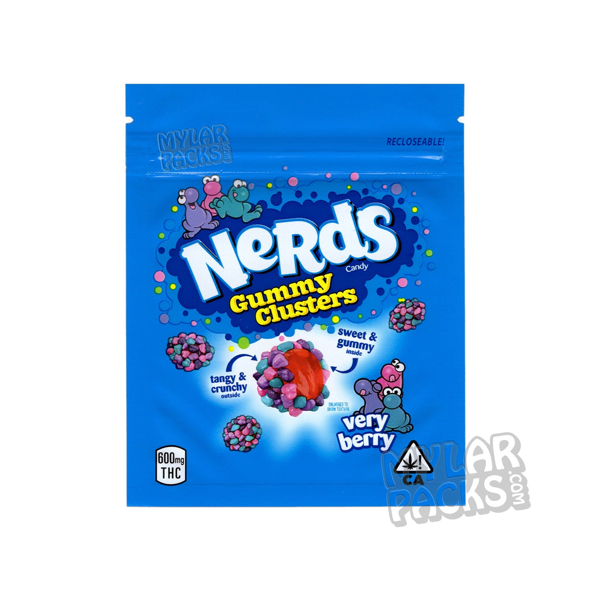 Nerds Very Berry Gummy Clusters Candy 600mg Empty Edibles Mylar Bags ...