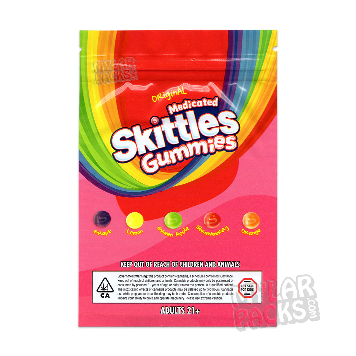 Skittles Gummies Original 600mg Empty Edibles Mylar Packaging Bags