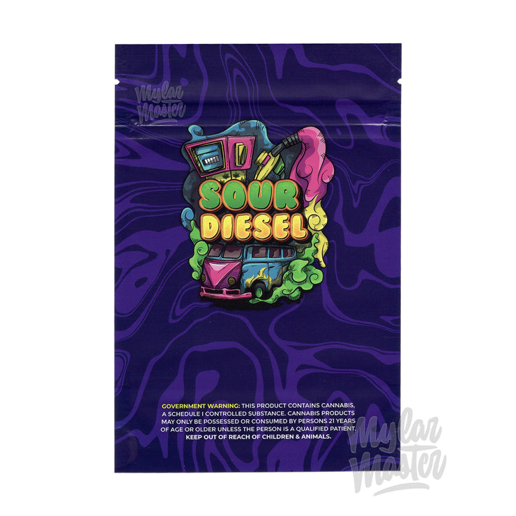 Zipper Seal, SOur Diesel, Sour, Smell Proof, Resealable, Packaging, package, Mylar Bags, Manufacturing, Insane, Food Grade, Flower, Empty Packaging, Empty Bags, Empty, Dry Herb, Diesel, Cannabis Flower, Cannabis, All Dry Herb Packs, 7g, 3.5g, 