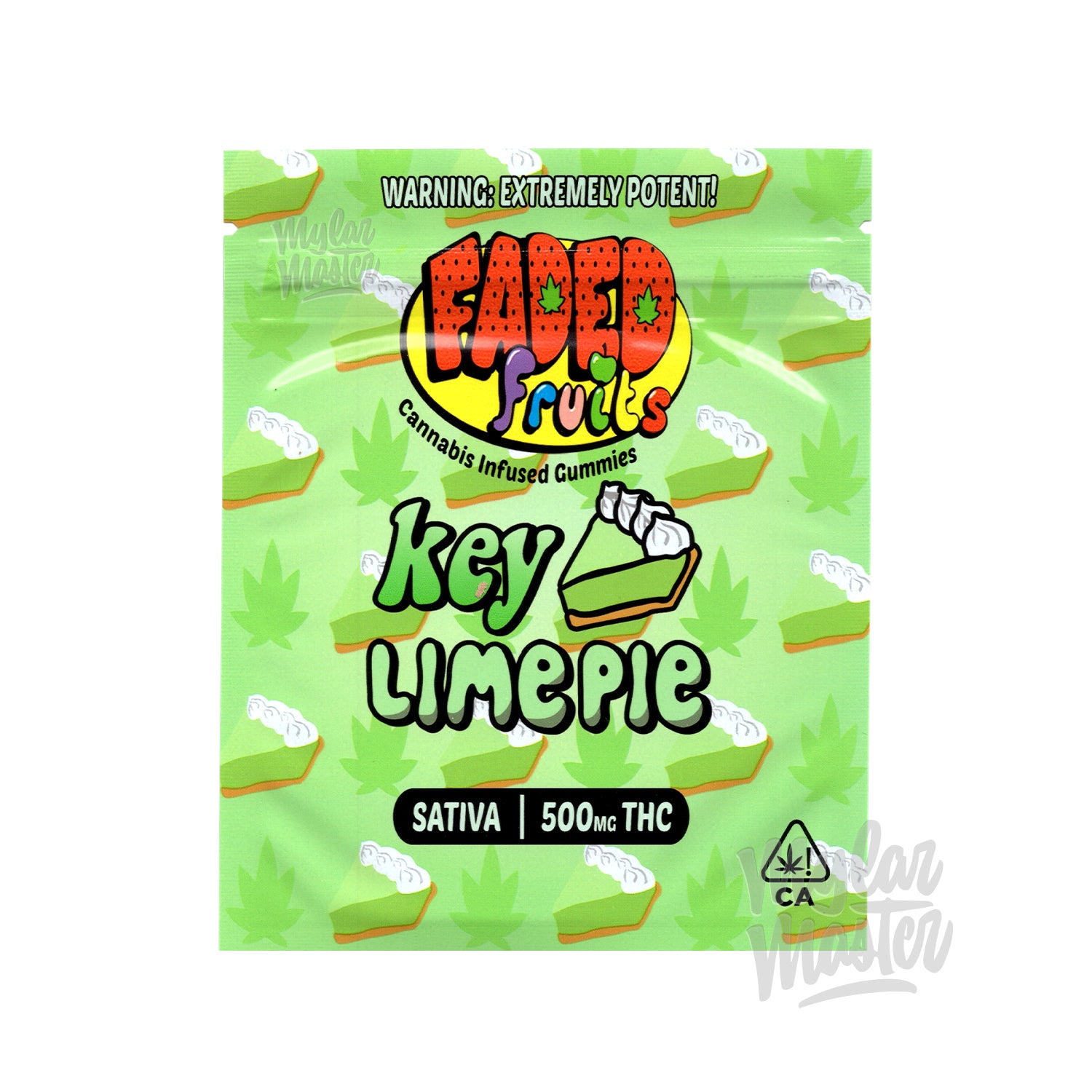 Faded Fruits Key Lime Pie 500mg Empty Edibles Mylar Packaging Bags Mylar Master 8949