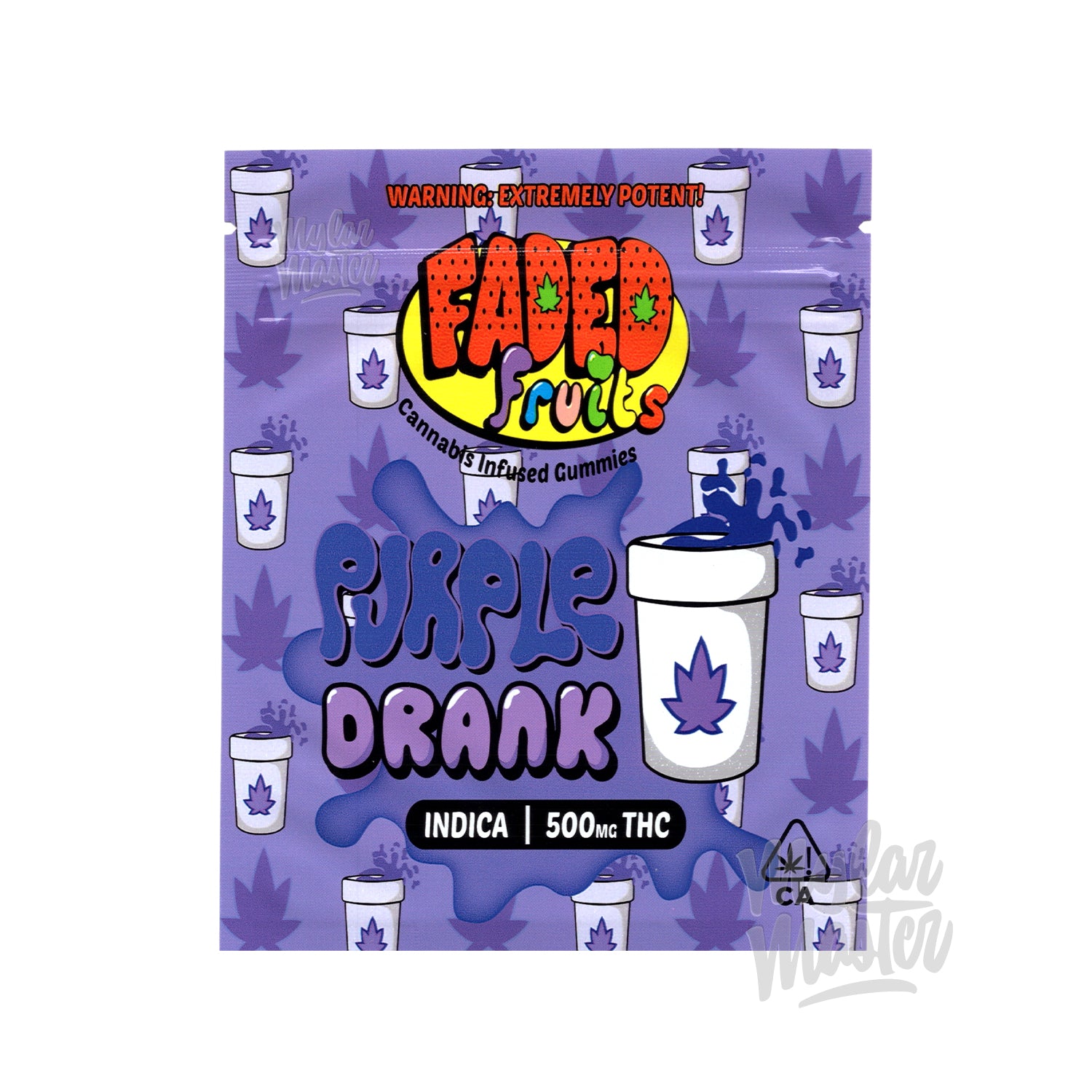 Faded Fruits Purple Drank 500mg Empty Edibles Mylar Packaging Bags Mylar Master 0145