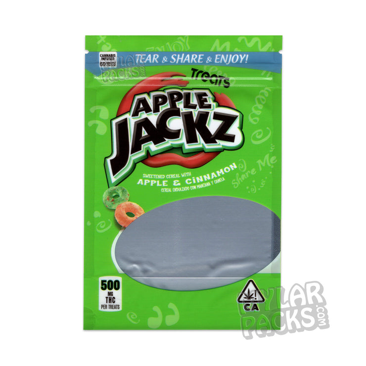 Treats  Snack  Resealable  Packaging  Mylar Bags  Het Seal  Food Grade  Empty Bags  Edibles  Cereal Treats  Cereal  Apple Jackz  Apple Jacks  All Snack & Food Packs  500mg