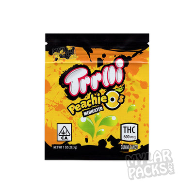 Zipper Seal  Trrlli  Trolli  Sour  Resealable  Peachie O's  Peachie O  Peach  O  Medicated  Infused  Gummy  Gummies  Empty Bags  Edibles  Candy  All Candy Packs  600mg