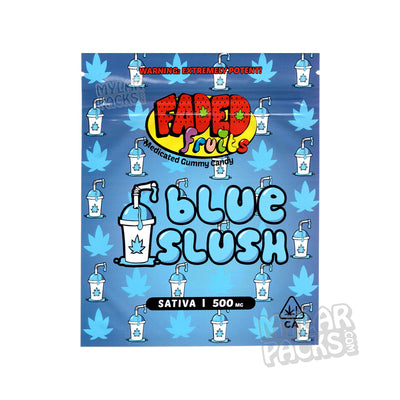 Zipper Seal  Slush  Resealable  Packaging  Mylar Bags  Mylar  Medicated  Infused  Gummy  Gummies  Food Grade  Faded Fruits  Empty Bags  Empty  Edibles  Cannabis  Candy  Blue Slush  Blue  All Candy Packs  500mg