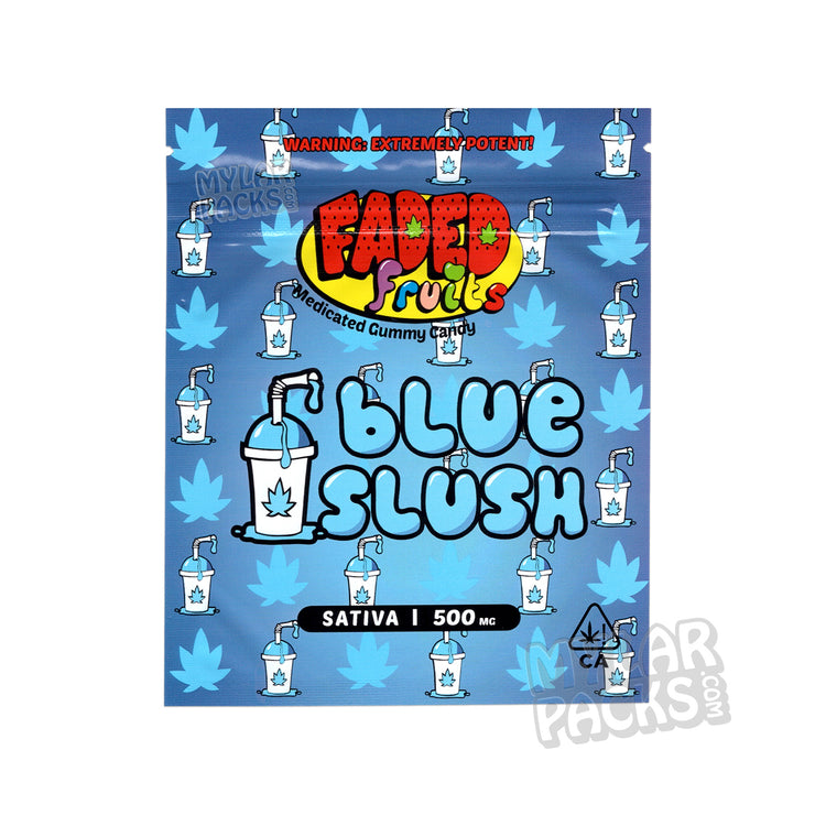 Zipper Seal  Slush  Resealable  Packaging  Mylar Bags  Mylar  Medicated  Infused  Gummy  Gummies  Food Grade  Faded Fruits  Empty Bags  Empty  Edibles  Cannabis  Candy  Blue Slush  Blue  All Candy Packs  500mg