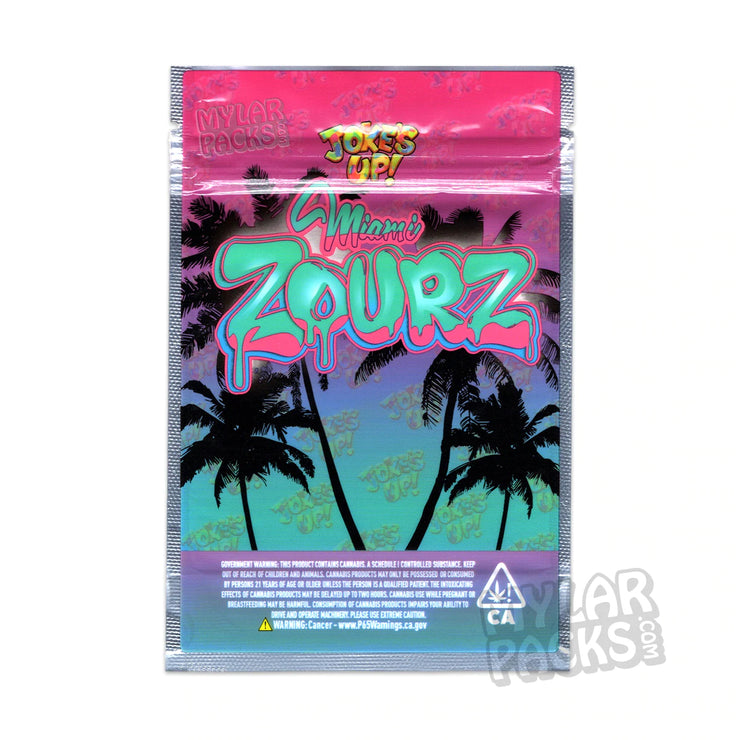 Zipper Seal  Smell Proof  Premium Cannabis  Miami Zourz  Joke's Up  Flower  Fire Society  Dry Herb  All Dry Herb Packs  3.5g  7g