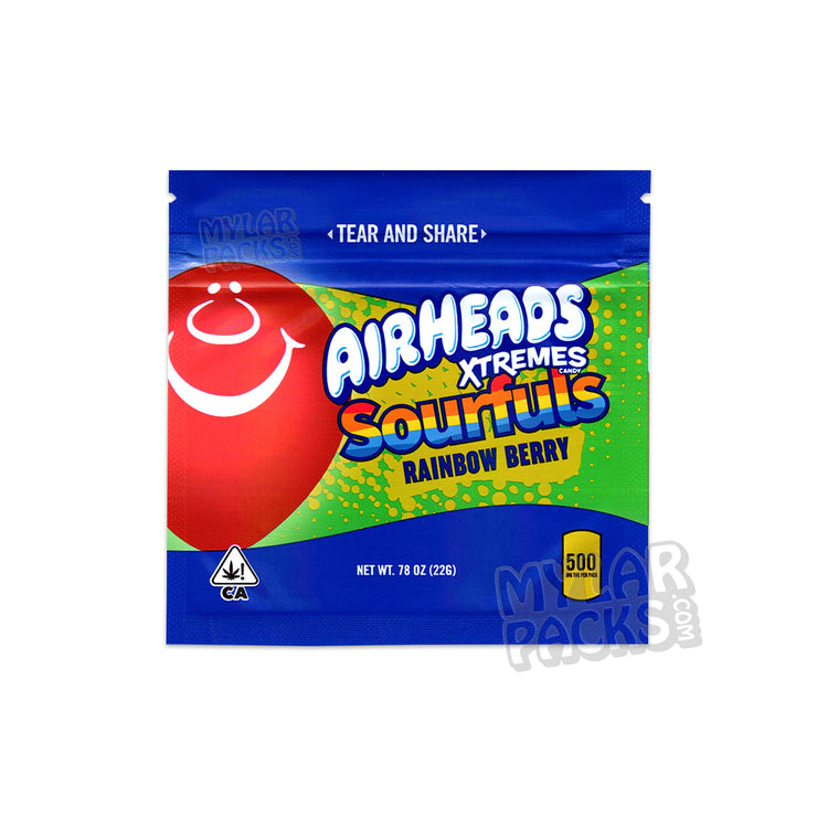 Zipper Seal, Xtremes Bites, Xtremes, VIP, Sourfuls, Resealable, Rainbow Berry, Gasheads, Edibles, Blue Raspberry, Bites, Berry, All Candy Packs, Airheads, 500mg, mylarmaster.com