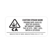 Weatherproof  Warning  Thermal  Strain Sticker  Strain Label  Strain  Sticker  Standard  Rectangle  Label  Herbs  Flower  Customized  Custom Strain Stickers  Custom  Control Sticker  Compliant  Compliance  Cannabis Label  Cannabis Flower  California  CA  Black  Barcode  Authenticity  1" x 2"