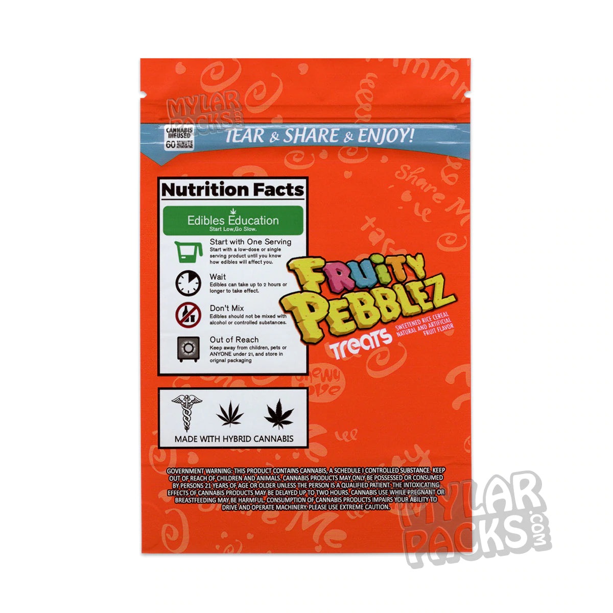 Fruity Pebbles Cereal Treats 500mg Empty Edibles Mylar Packaging Bags