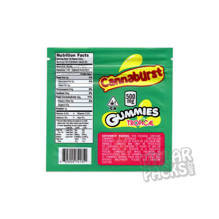 Tropical  Starburst  Resealable  Packaging  Mylar Bags  Gummy  Gummies  Empty Bags  Cannaburst  Candy  All Candy Packs  500mg