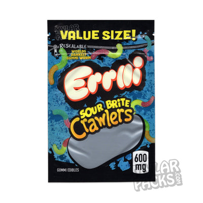 Trolli  Sour  Gummy  Gummi Worm  Errlli  Edibles  Brite Crawlers  All Candy Packs  600mg  Candy  Gummies  Empty Bags  Empty  Empty Packaging  Zipper Seal  Trrlli