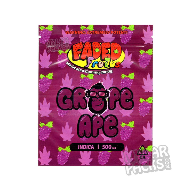 Zipper Seal  Resealable  Packaging  Mylar Bags  Mylar  Medicated  Infused  Gummy  Gummies  Grape  Food Grade  Faded Fruits  Empty Bags  Empty  Edibles  Candy  Ape  All Candy Packs  500mg