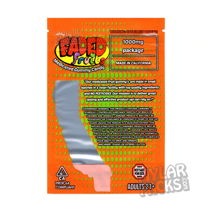 Zipper Seal  Resealable  Packaging  Mylar Bags  Mylar  Medicated  Mango  Kush  Infused  Gummy  Gummies  Food Grade  Faded Fruits  Empty Bags  Empty  Edibles  Candy  All Candy Packs  1000mg