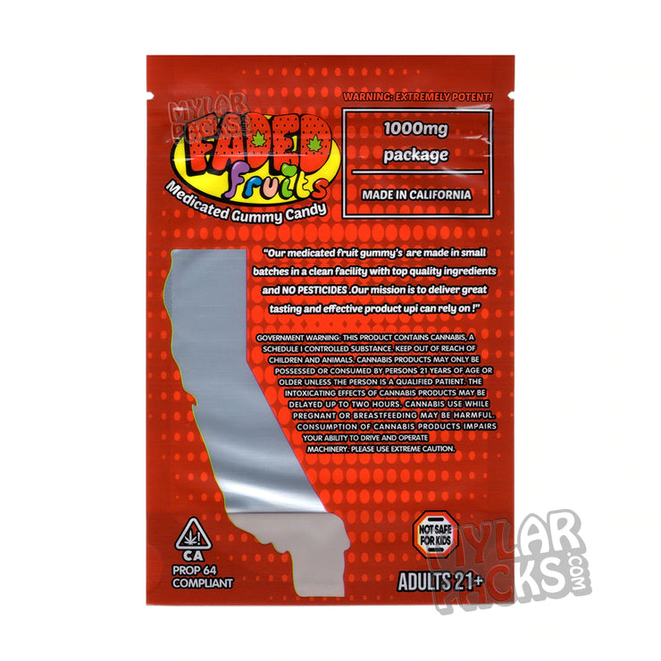 Zipper Seal  Strawberry  Resealable  Packaging  Mylar Bags  Mylar  Medicated  Infused  Gummy  Gummies  Food Grade  Faded Fruits  Empty Bags  Empty  Edibles  Cough  Candy  All Candy Packs  1000mg