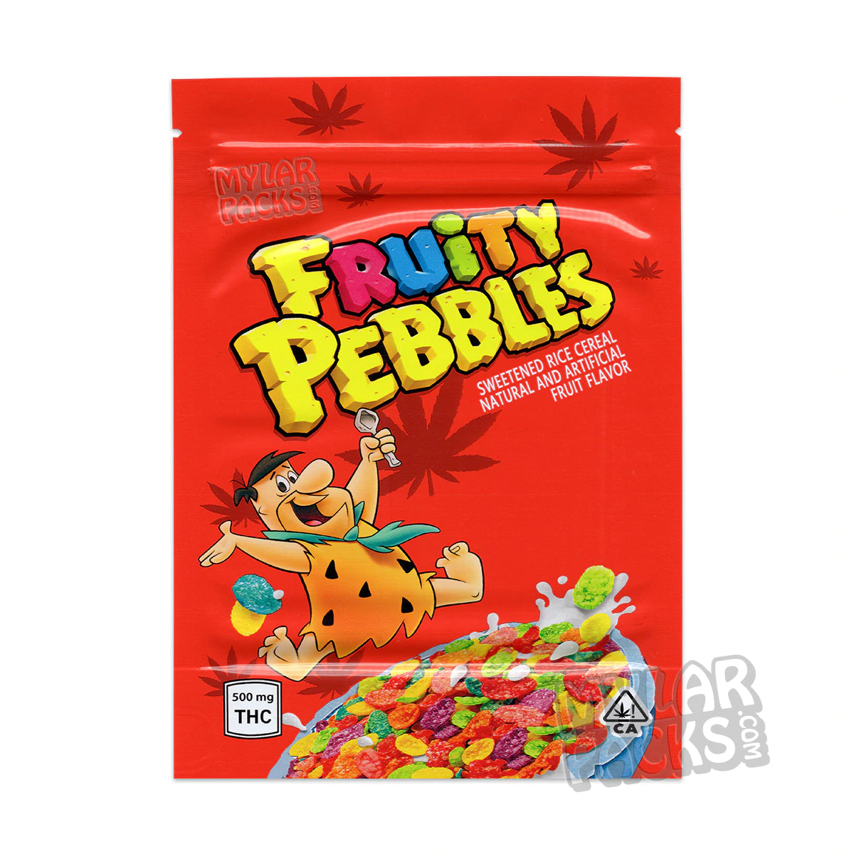 Fruity Pebbles Cereal 500mg Empty Edibles Mylar Snack Packaging Bags