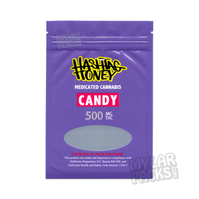 Zipper Seal  Purple Bag  Packaging  Mylar Bag  Medicated  Hashtag Honey  Gummy  Empty Packaging  Empty  Edibles  Cannabis  Candy  All Candy Packs  500mg  #Honey