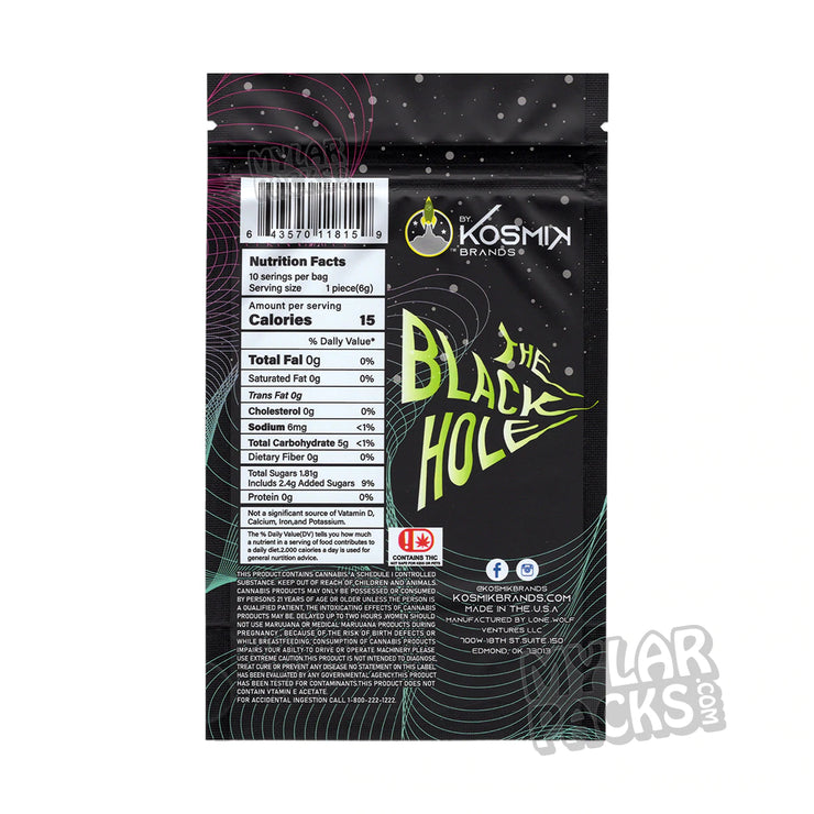 Zipper Seal  Vegan  The  Resealable  Packaging  Mylar Bags  Mylar  Medicated  Kosmik  Infused  Hole  Gummy  Gummies  Green Bag  Green  Gluten-Free  Food Grade  Empty Bags  Empty  Edibles  Cosmic  Classified  Candy  Brands  Black Hole  Black  All Candy Packs  1000mg