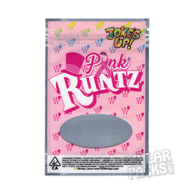 Zipper Seal  Smell Proof  Runtz  Powered by  Pink+ Runtz  Joke's Up  Flower  Dry Herb  Breast Cancer  Awareness  All Dry Herb Packs  3.5g  7g