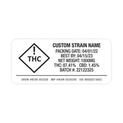 Weatherproof  Warning  Thermal  Strain Sticker  Strain Label  Strain  Sticker  Standard  Rectangle  Labels  Label  Herbs  Flower  Customized  Custom Strain Stickers  Custom  Control Sticker  Compliant  Compliance  Colorado  Co.  Cannabis Label  Cannabis Flower  Black  Authenticity  1" x 2"