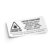 Weatherproof  Warning  Thermal  Strain Sticker  Strain Label  Strain  Sticker  Standard  Rectangle  ME  Massachusetts  Maine  MA  Labels  Label  Herbs  Flower  Customized  Custom Strain Stickers  Custom  Control Sticker  Compliant  Compliance  Cannabis Label  Cannabis Flower  Black  Authenticity  1" x 2"