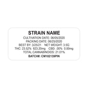 Weatherproof  Thermal  Strain Sticker  Strain Label  Strain  Sticker  Standard  Rectangle  Label  Herbs  Flower  Customized  Custom Strain Stickers  Custom  Control Sticker  Cannabis Label  Cannabis Flower  Cannabis  Authenticity  1" x 2"