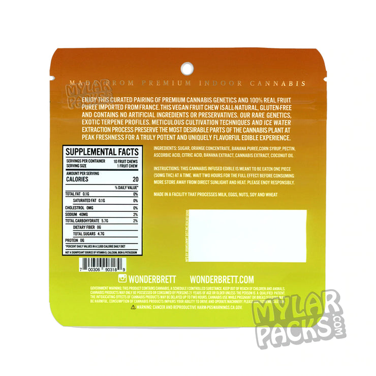 Zipper Seal  Wonderbrett  Solventless  Smell Proof  Resealable  Packaging  Orange  Mylar Bags  Medicated  Manufacturing  Infused  Gummy  Gummies  Gold Foil  Fruit Chews  Fruit  Food Grade  Foil  Flavor  Empty Bags  Empty  Edibles  Cannabis Infused  Cannabis  Candy  Banana  All Candy Packs  500mg