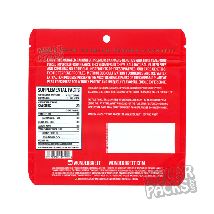 Zipper Seal  Wonderbrett  Strawberry Bliss  Solventless  Smell Proof  Resealable  Packaging  Mylar Bags  Medicated  Manufacturing  Infused  Gummy  Gummies  Gold Foil  Fruit Chews  Fruit  Food Grade  Foil  Flavor  Empty Bags  Empty  Edibles  Cannabis Infused  Cannabis  Candy  All Candy Packs  500mg