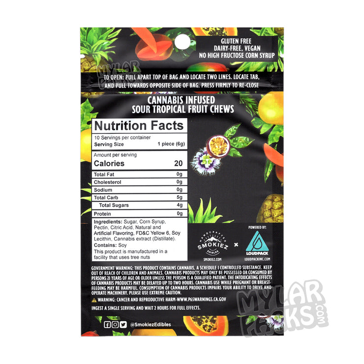 Zipper Seal  Tropical Fruit  Tropical  Sour  Smokiez  Shell  Packaging  Mylar Bags  Mylar Bag  Mylar  Medicated  Infused  Gummy  Gummies  Fruit  Food Packaging  Flavor  Empty Packaging  Empty Bags  Empty Bag  Empty  Edibles  Chews  Cannabis Infused  Cannabis  Candy  All Candy Packs